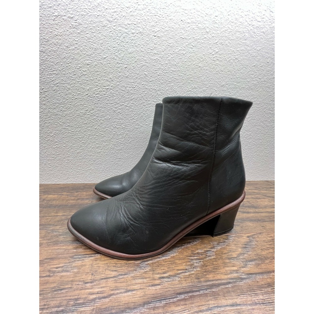 Miista London Black Leather Pointed Chelsea Ankle Zip Booties 36 US 5.5 6